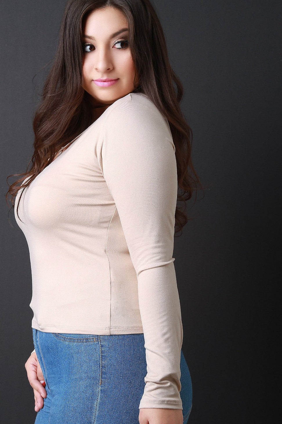 Crisscross V-Neck Long Sleeves Top