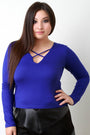 Crisscross V-Neck Long Sleeves Top