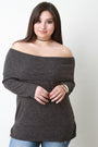 Rib Knit Wide Fold Off-The-Shoulder Top