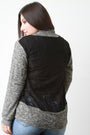 Lace Back Melange Knit Cardigan