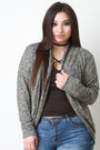 Lace Back Melange Knit Cardigan