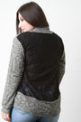 Lace Back Melange Knit Cardigan