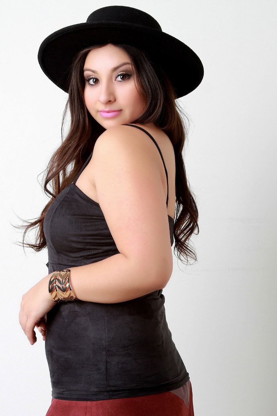 Suede Spaghetti Strap Crisscross Sweetheart Top