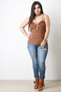 Suede Spaghetti Strap Crisscross Sweetheart Top