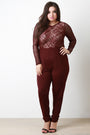 Geo Pattern Mesh Long Sleeves Jumpsuit - NoveltyOne