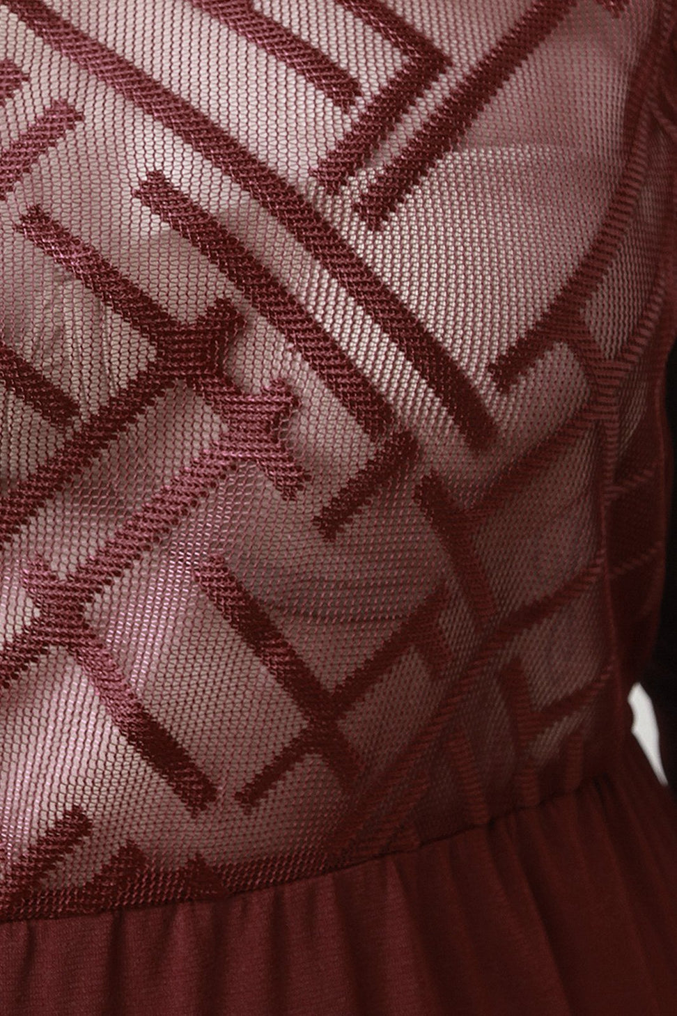 Geo Pattern Mesh Long Sleeves Jumpsuit - NoveltyOne