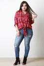 Plaid Self-Tie Button-Up Top