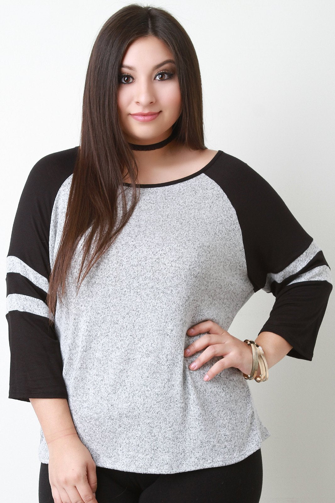 Contrast Knits Baseball Tee