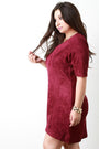 Vegan Suede Structured Neckline Mini Dress