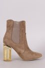 Suede Elastic Gore Chunky Clear Heeled Ankle Boots
