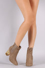 Suede Elastic Gore Chunky Clear Heeled Ankle Boots