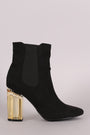 Suede Elastic Gore Chunky Clear Heeled Ankle Boots