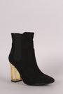 Suede Elastic Gore Chunky Clear Heeled Ankle Boots