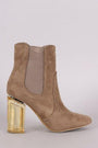 Suede Elastic Gore Chunky Clear Heeled Ankle Boots