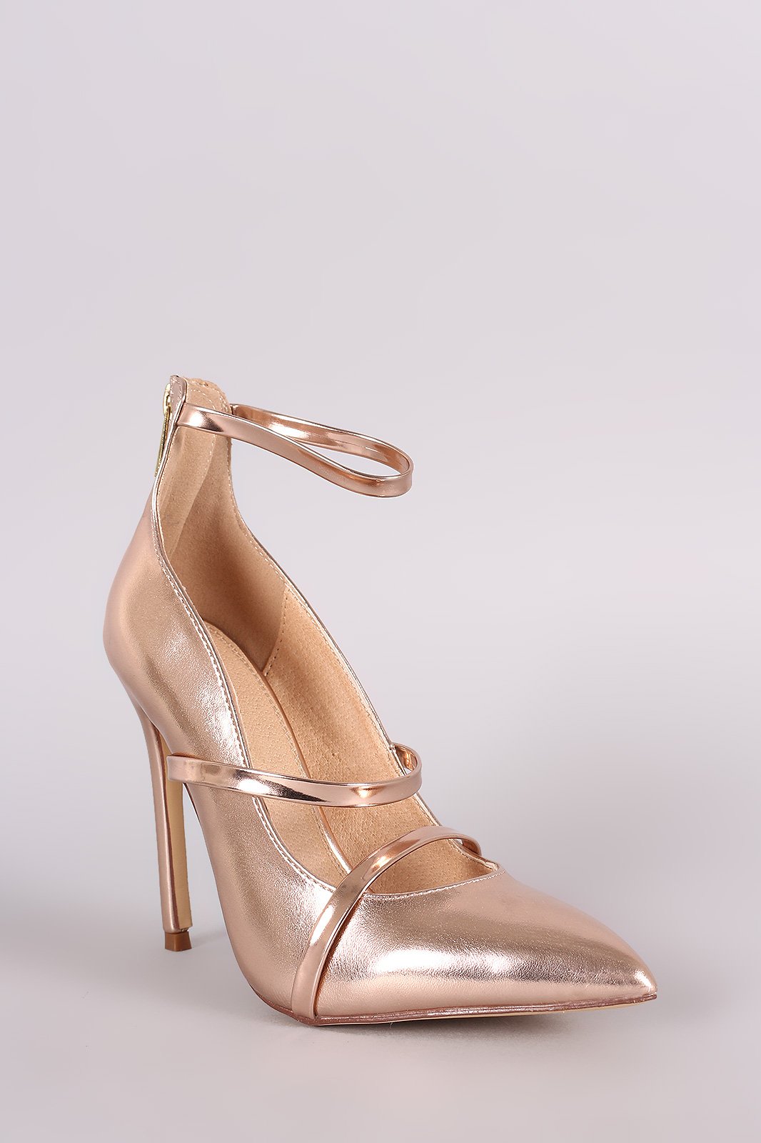 Liliana Metallic Trio Straps Stiletto Pump