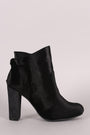 Bamboo Velvet Knotted-Tie Chunky Heeled Booties