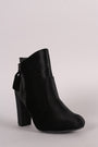 Bamboo Velvet Knotted-Tie Chunky Heeled Booties