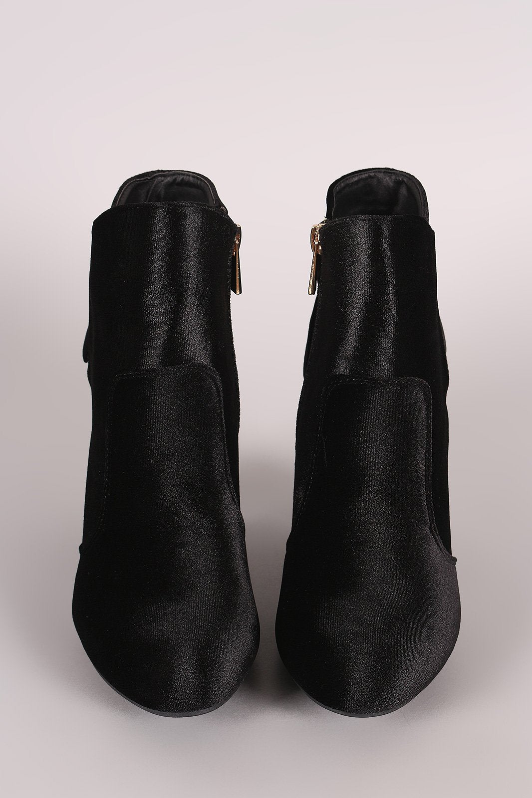 Bamboo Velvet Knotted-Tie Chunky Heeled Booties