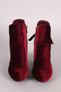 Bamboo Velvet Knotted-Tie Chunky Heeled Booties