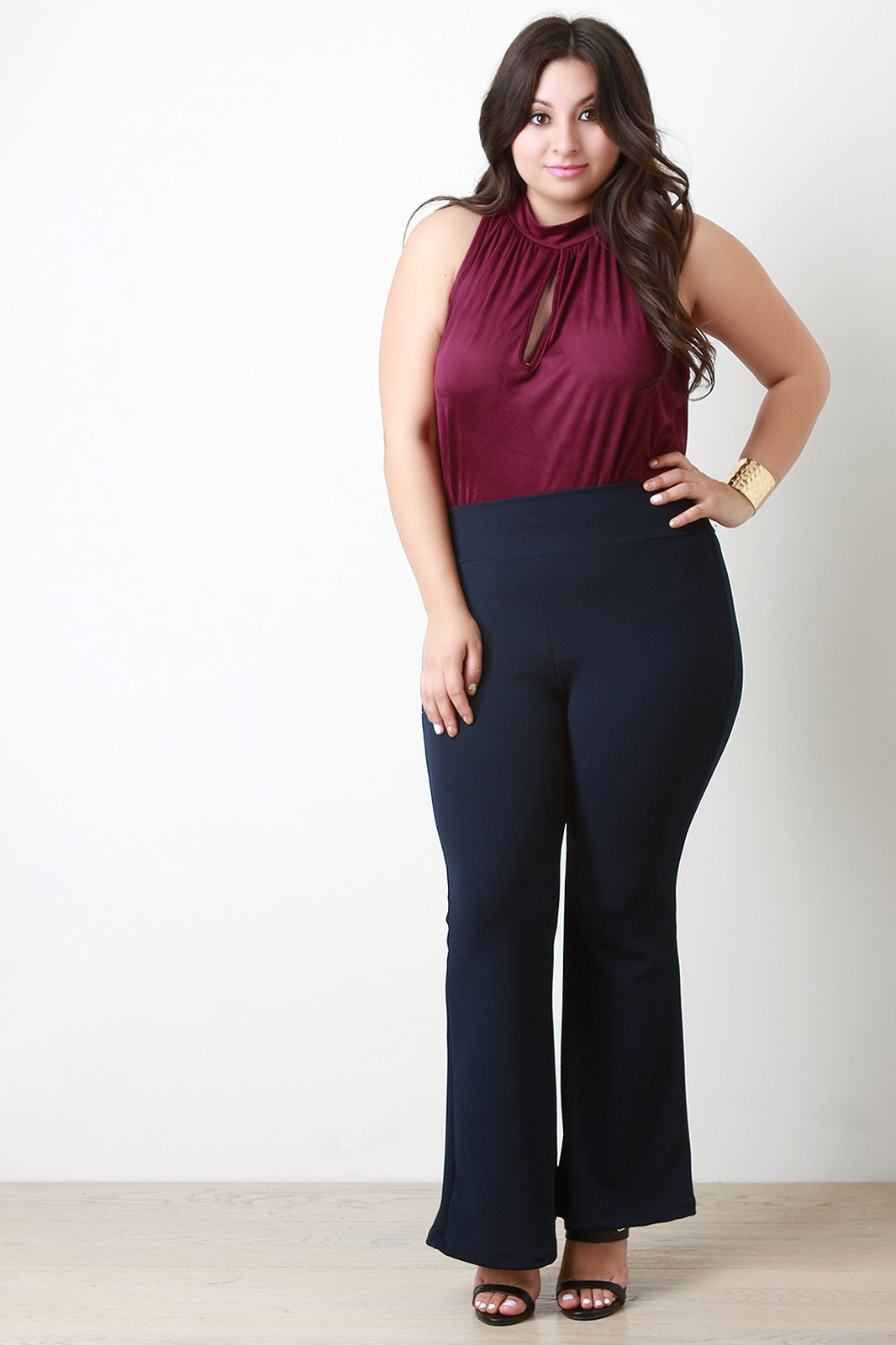 Suede Ruched Mock Neck Sleeveless Top