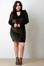 Velvet Geo Glitter Puff Long Sleeves Dress