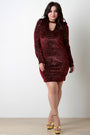 Velvet Geo Glitter Puff Long Sleeves Dress