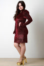 Velvet Geo Glitter Puff Long Sleeves Dress