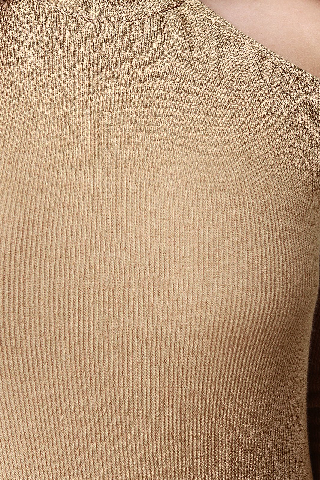 Ribbed Knit Cutaway Cold Shoulder Round Hem Dress