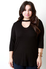 Three Quarter Sleeve Keyhole Neckline Thermal Top