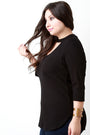 Three Quarter Sleeve Keyhole Neckline Thermal Top
