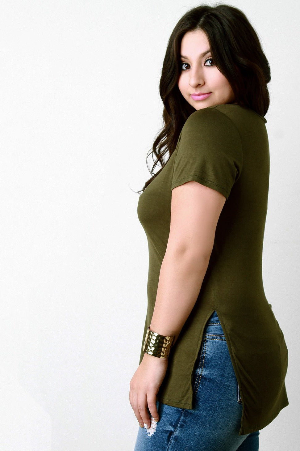 Strappy Round Neck High Low Top