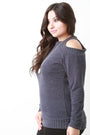 Cold Shoulder Rib Knit Trim Sweater