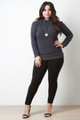 Cold Shoulder Rib Knit Trim Sweater