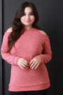 Cold Shoulder Rib Knit Trim Sweater
