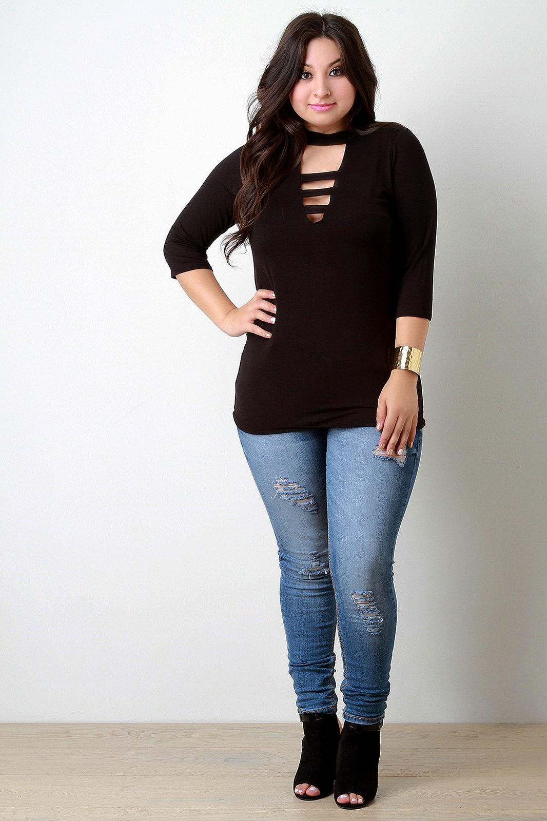 Strappy Keyhole Choker Banded Top