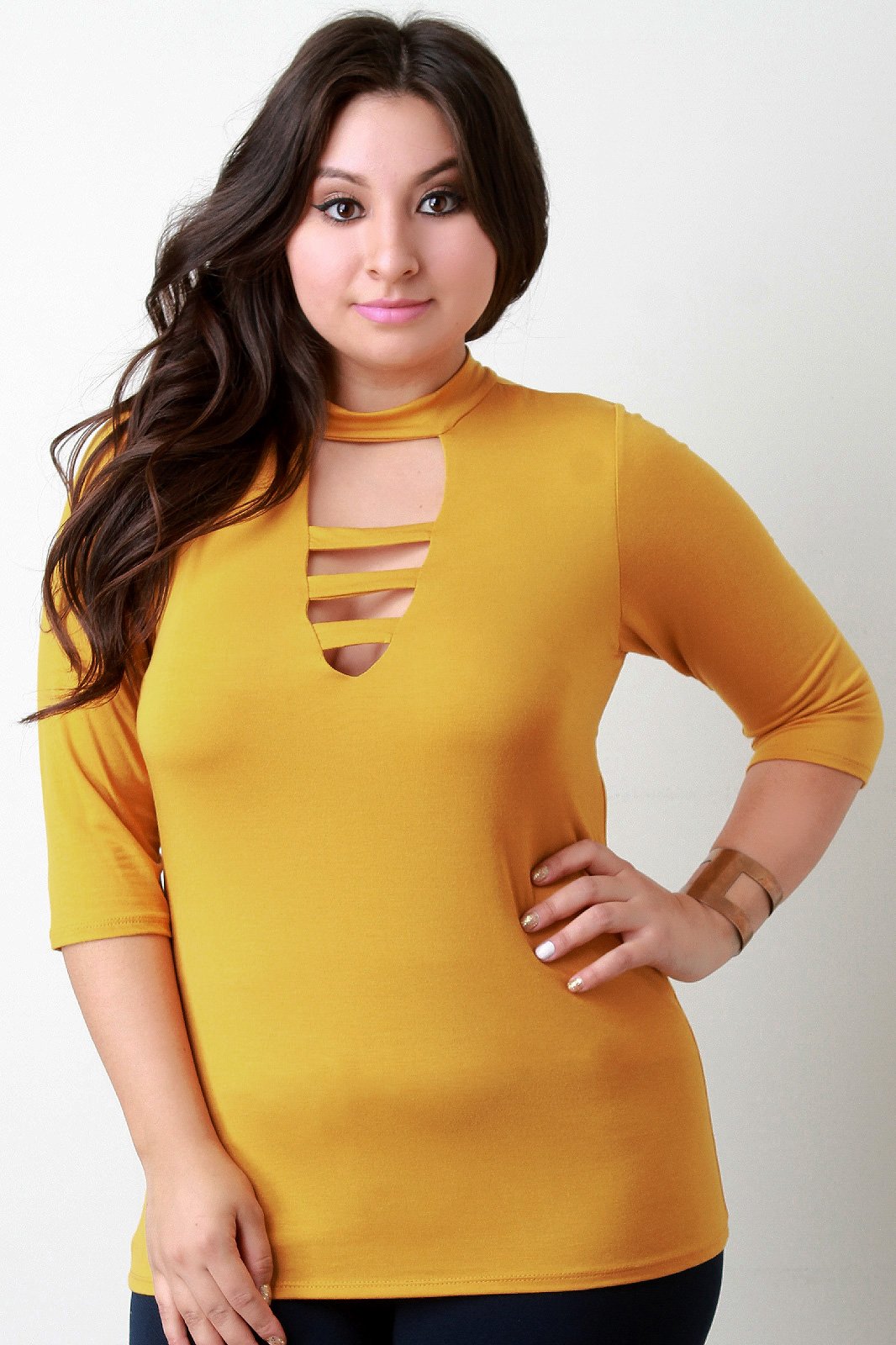 Strappy Keyhole Choker Banded Top