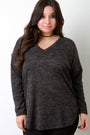 Marled Knit Elbow Patch Sweater Top