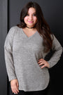 Marled Knit Elbow Patch Sweater Top