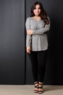Marled Knit Elbow Patch Sweater Top