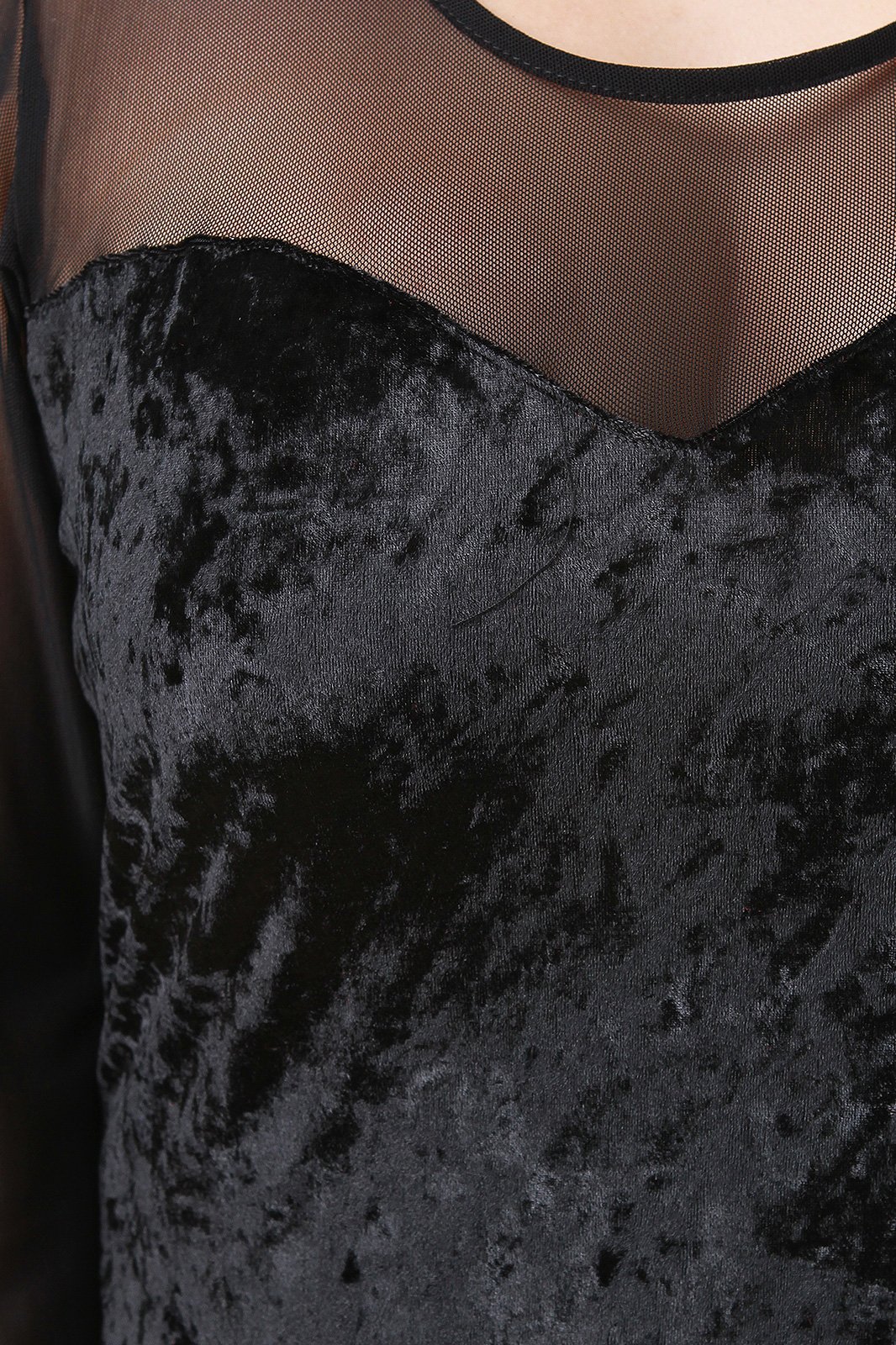 Crush Velvet Mesh Yoke Bodycon Dress