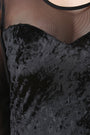Crush Velvet Mesh Yoke Bodycon Dress