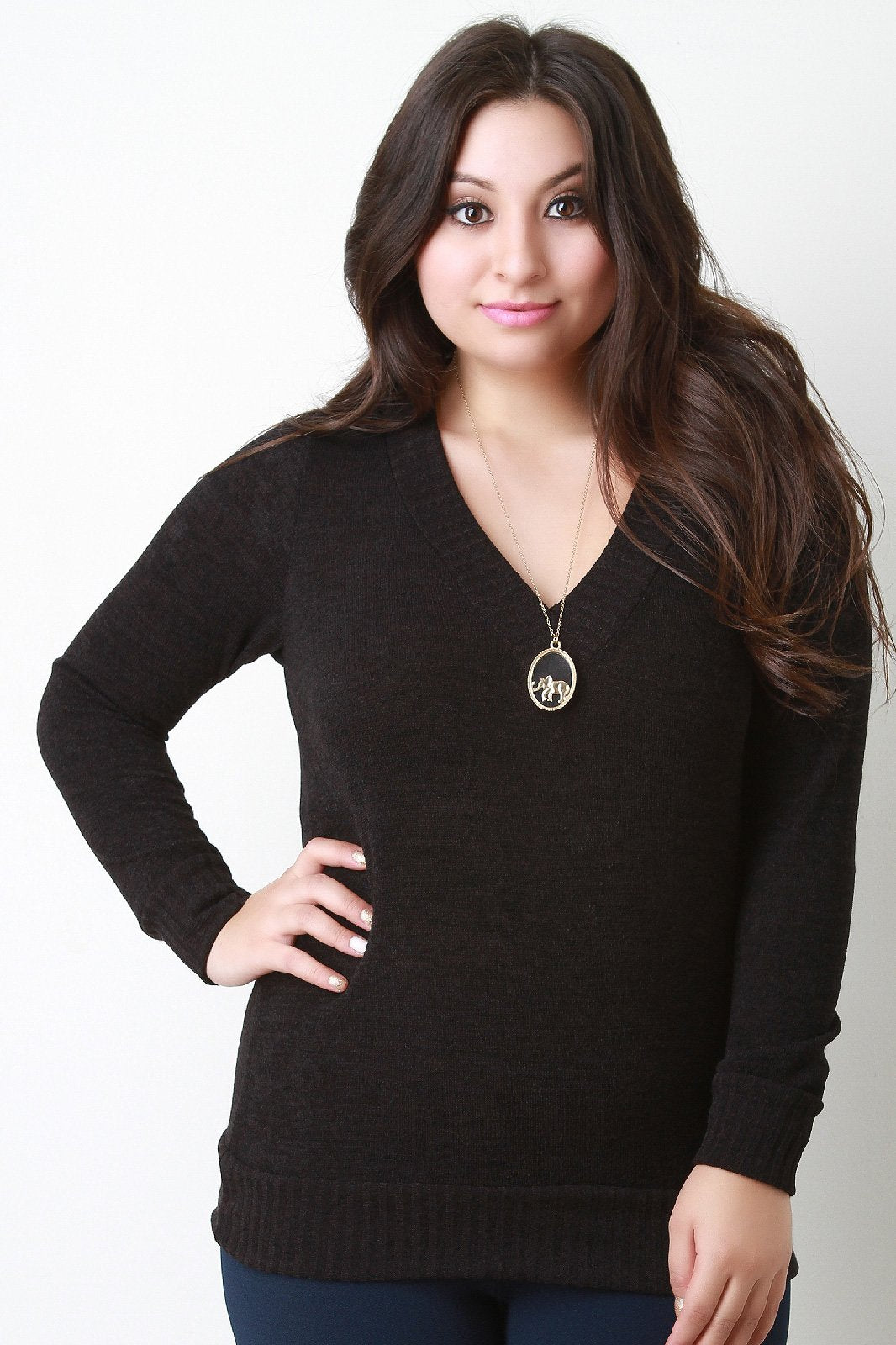 Slim Fit V Neck Light Sweater