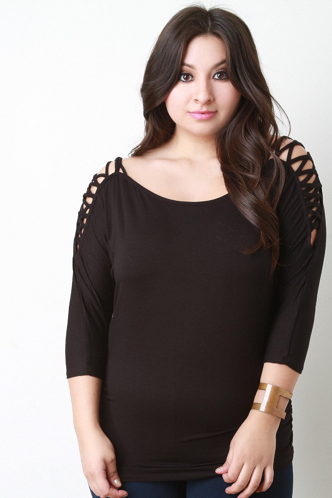 Lace Up Cold Shoulder Dolman Top