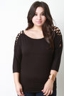 Lace Up Cold Shoulder Dolman Top