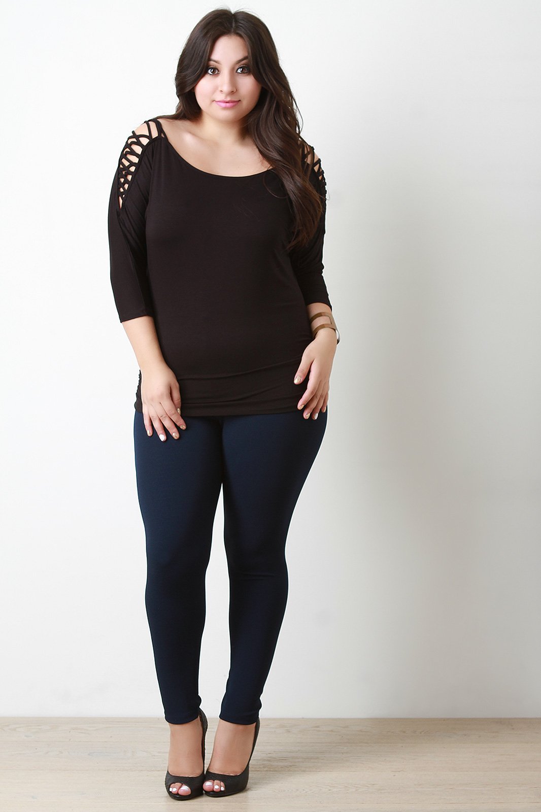Lace Up Cold Shoulder Dolman Top