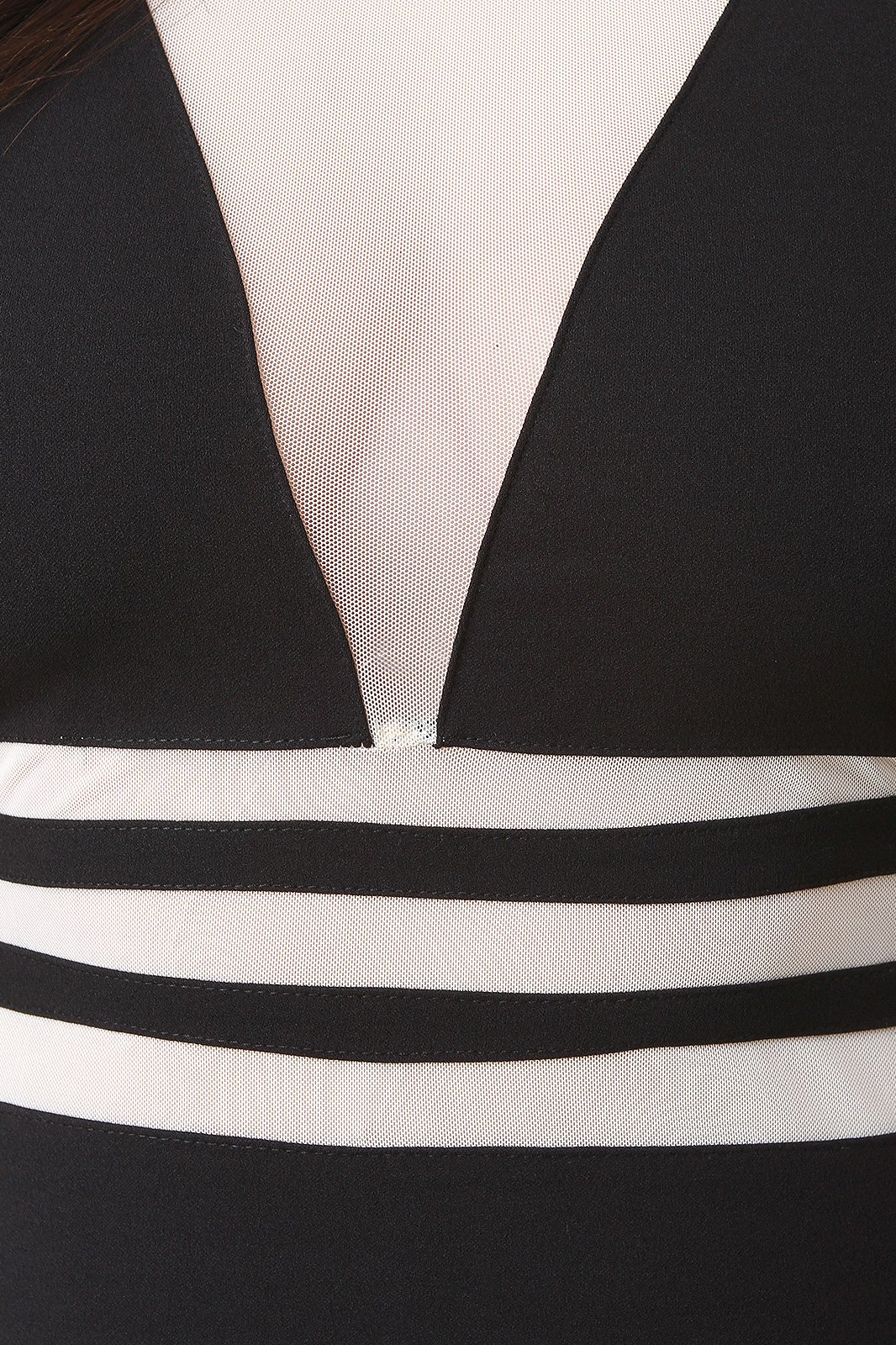 Striped Panel Mesh Bodycon Dress