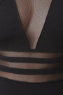 Striped Panel Mesh Bodycon Dress