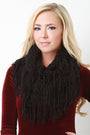Loose Knit Fringe Hem Infinity Scarf - NoveltyOne