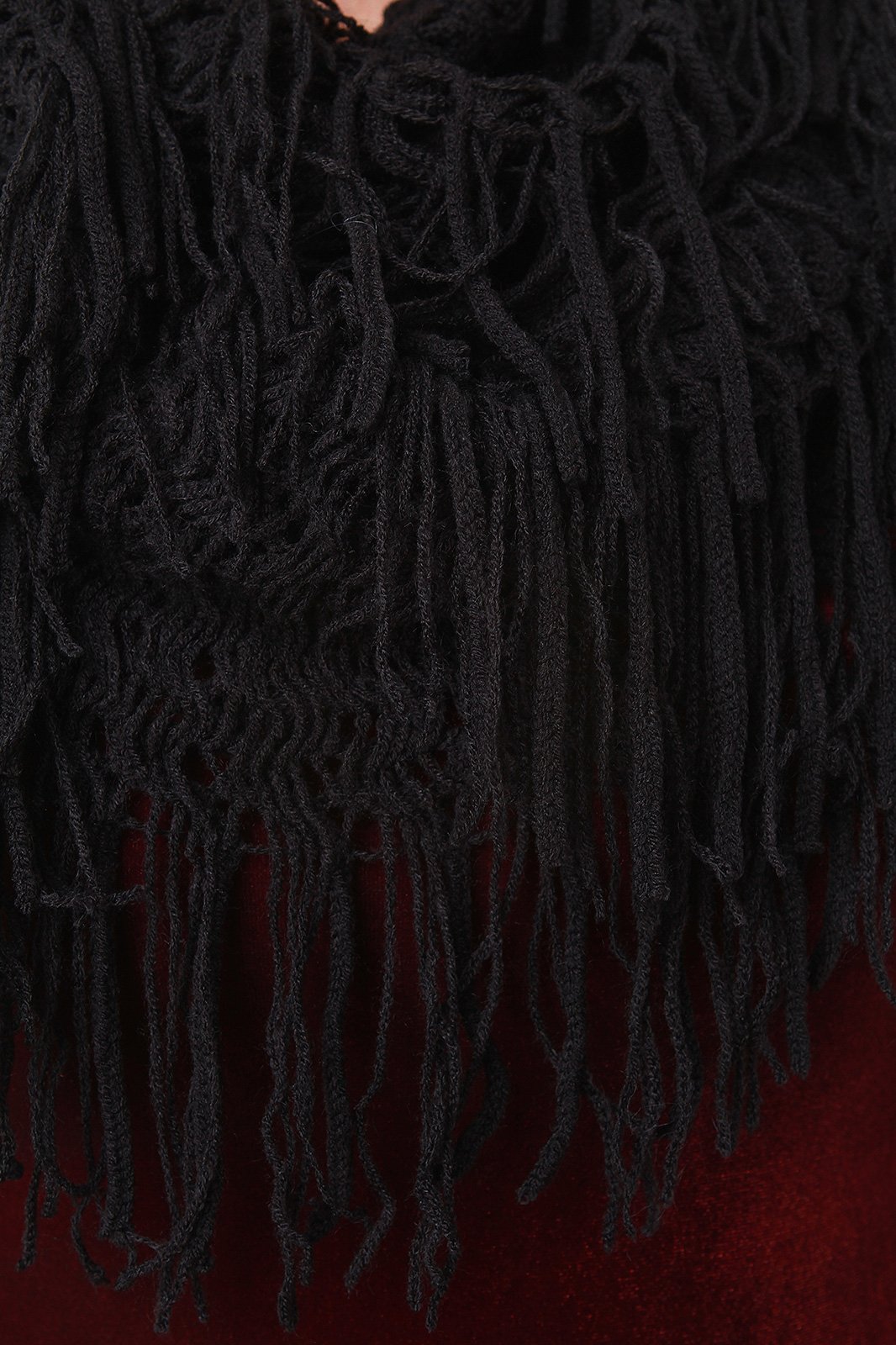 Loose Knit Fringe Hem Infinity Scarf - NoveltyOne