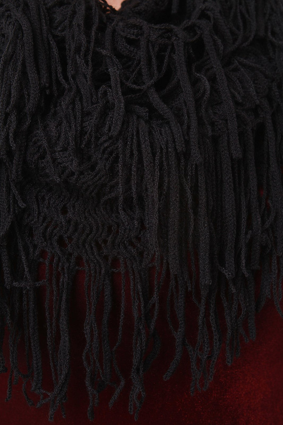 Loose Knit Fringe Hem Infinity Scarf - NoveltyOne